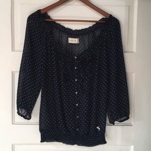 A&F navy chiffon top